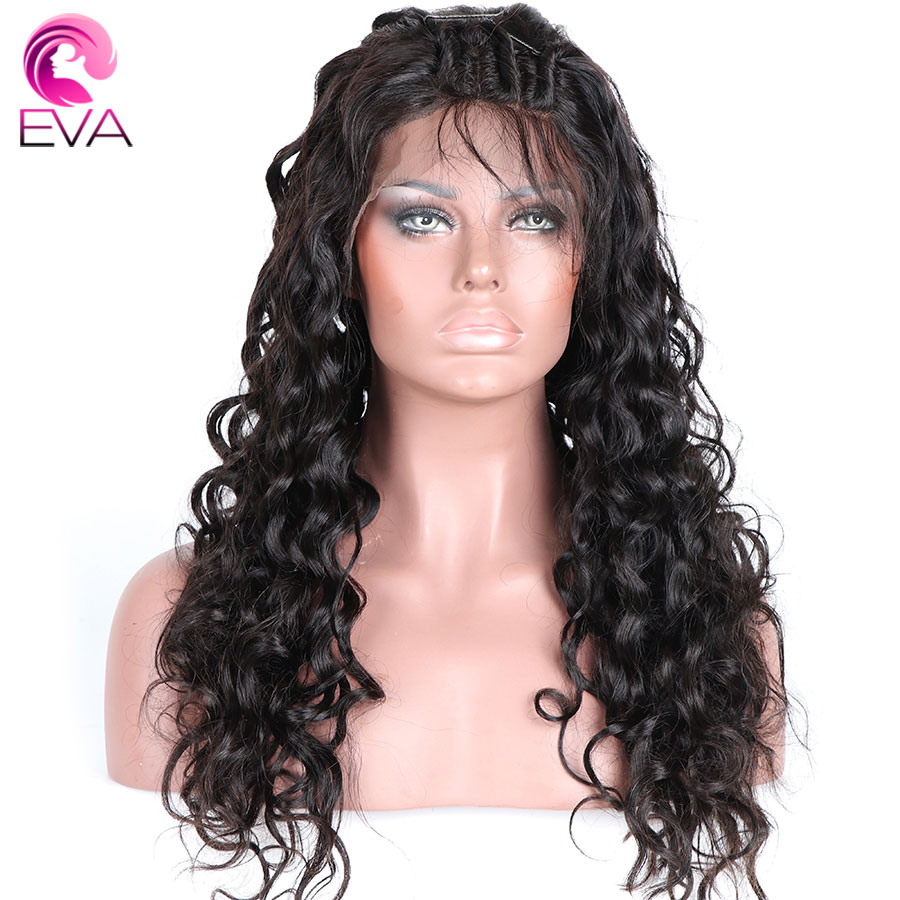 Pre 뽑아 전체 레이스 인간의 머리카락과 가발 아기 머리카락 브라질 곱슬 인간의 머리 가발 여성을위한 EVA 360 전체 레이스 가발 인간의 머리카락